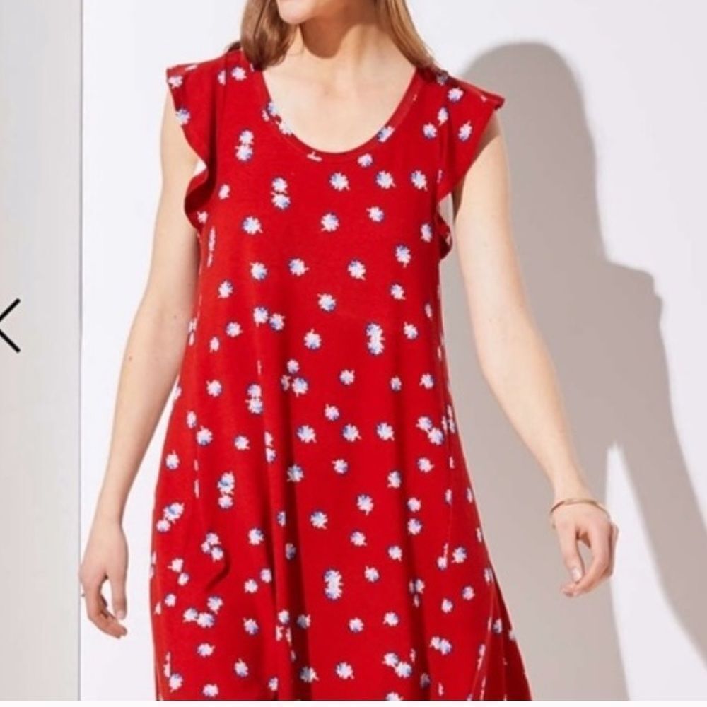 Loft fall red floral swing dress